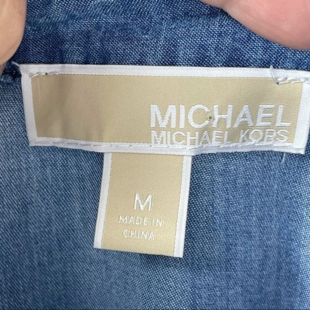 Michael Kors Blue Lightweight V-Neck Pullover Blouse Size M - Picture 6 of 7